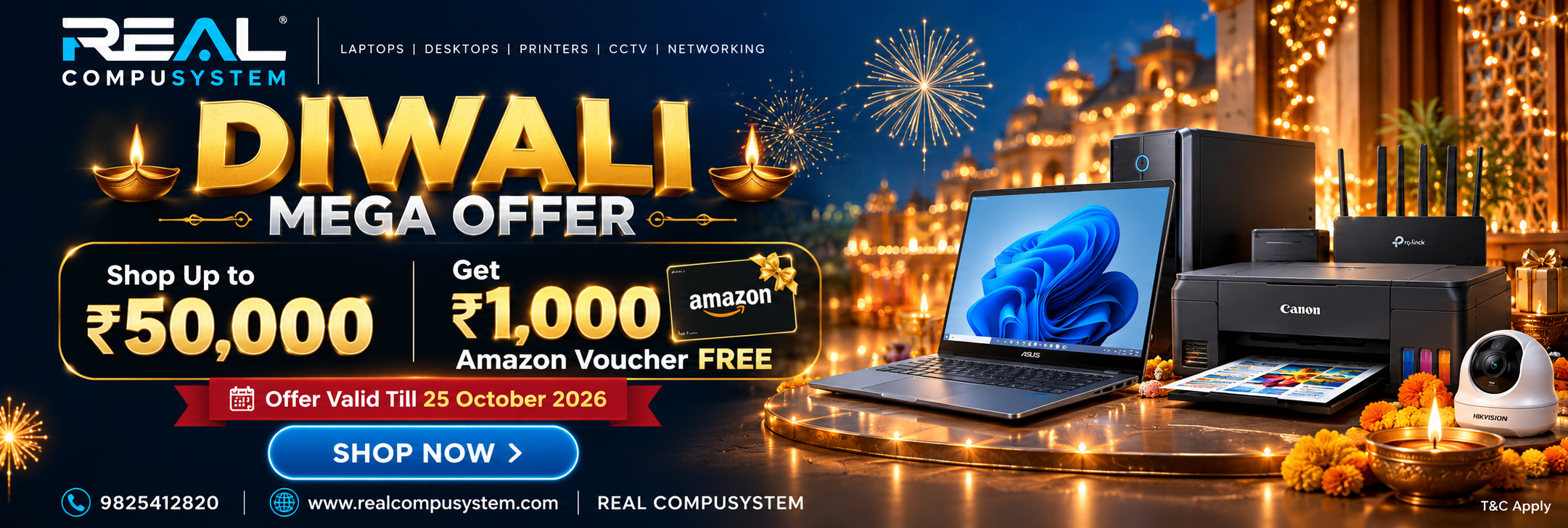 Real_CompuSystem_Diwali_Mega_Offer Real Compusystem Diwali Mega Offer - Shop up to Rs 50,000 and get Rs 1,000 Amazon voucher free, valid till 25 October 2026